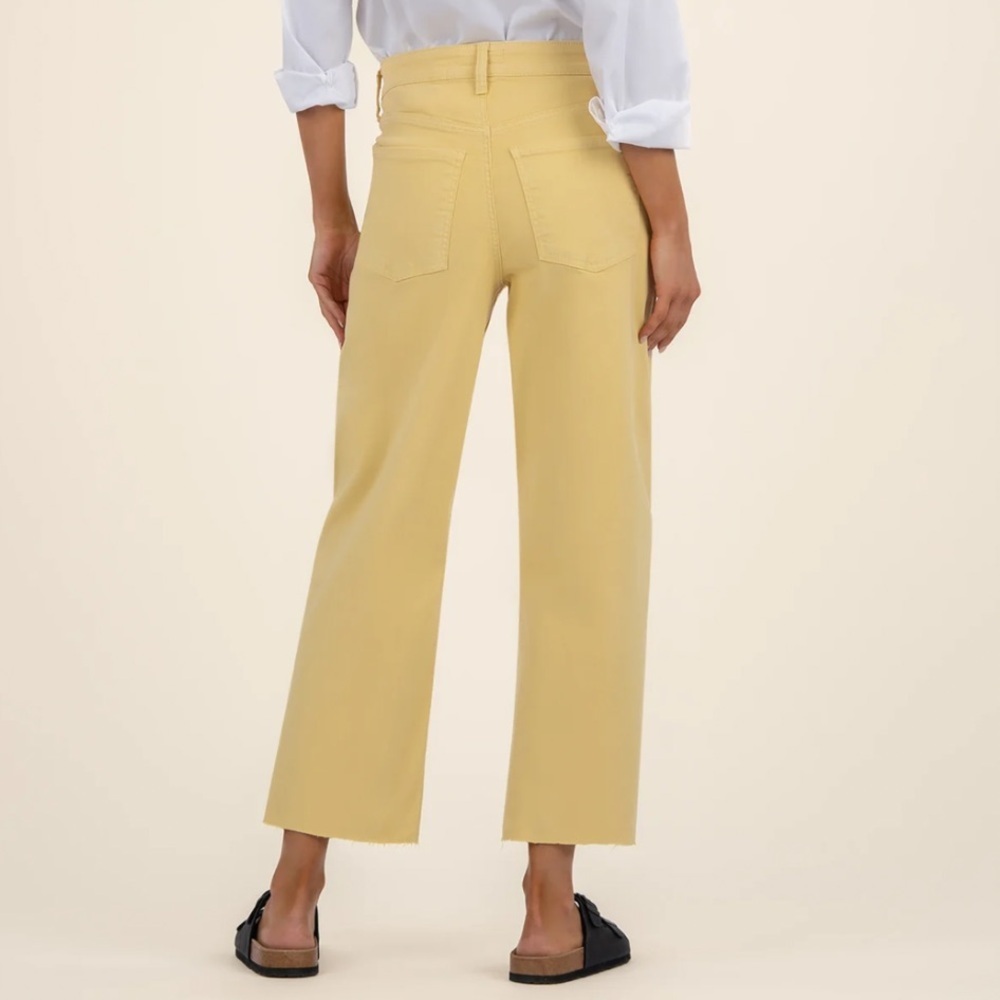 Kut Gwen High Rise Wide Leg Yellow Jeans Size 4 - Picture 3 of 8